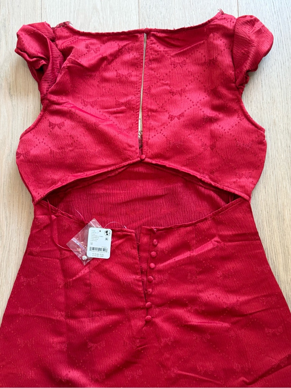 Free People Foolish Heart Midi Dress Red Dahlia Combo Size M Lace Romantic Sexy - Picture 4 of 7